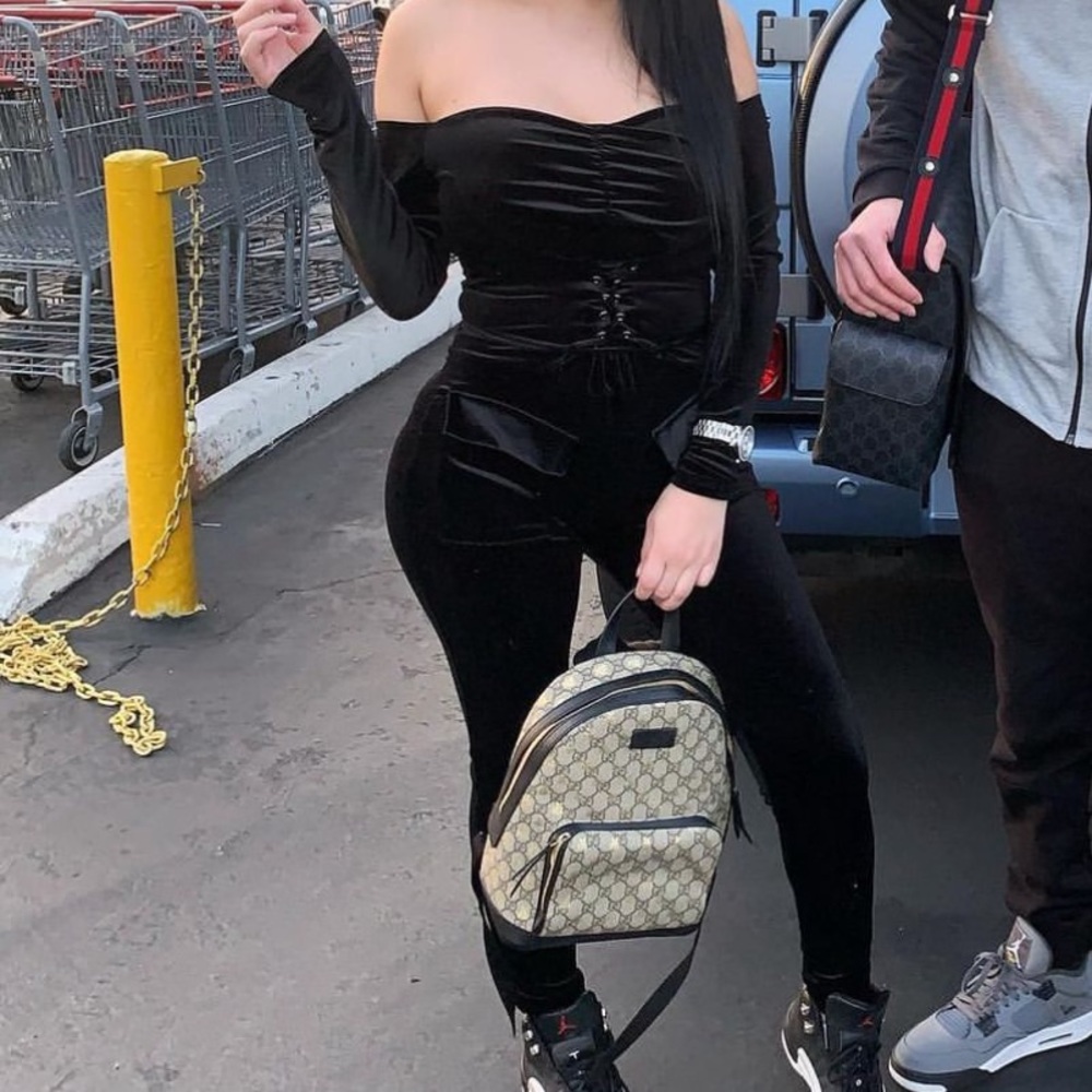 VELVET OFF THE SHOULDER JUMPSUIT